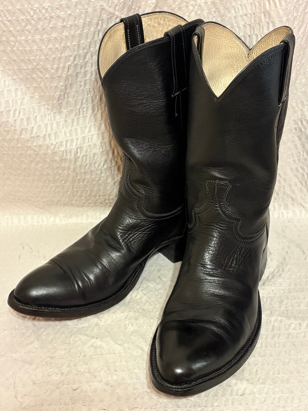 Custom Bespoke USA Black Buttery Soft Leather Western Boots Men’s 10.5 PLZ READ